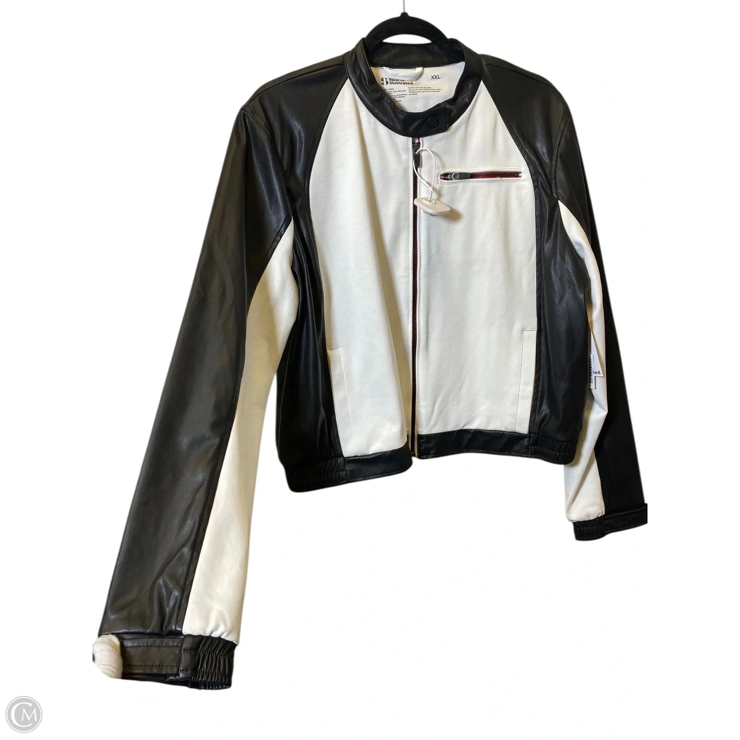 Jacket Moto By Clothes Mentor In Black & White, Size: Xxl