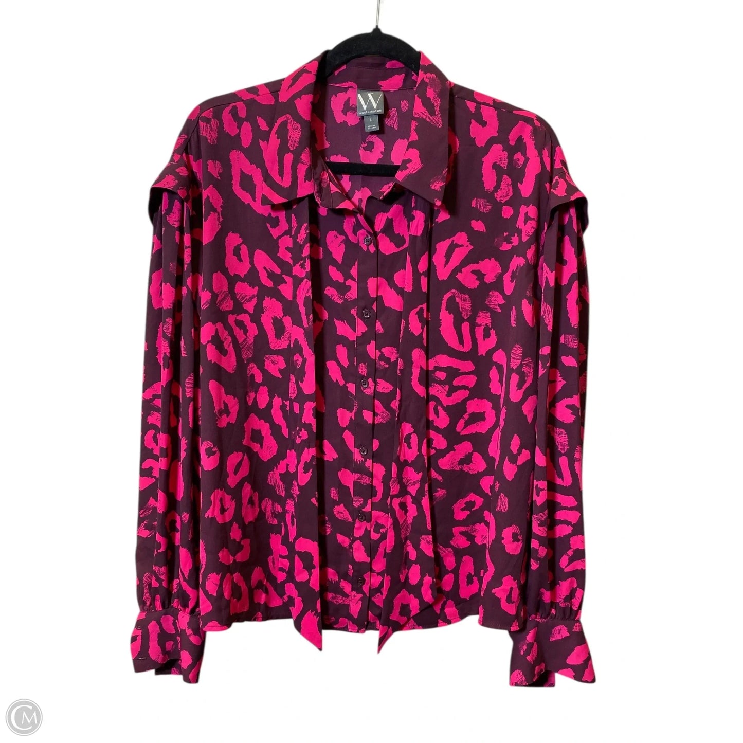Top Long Sleeve By Worthington In Animal Print, Size: L