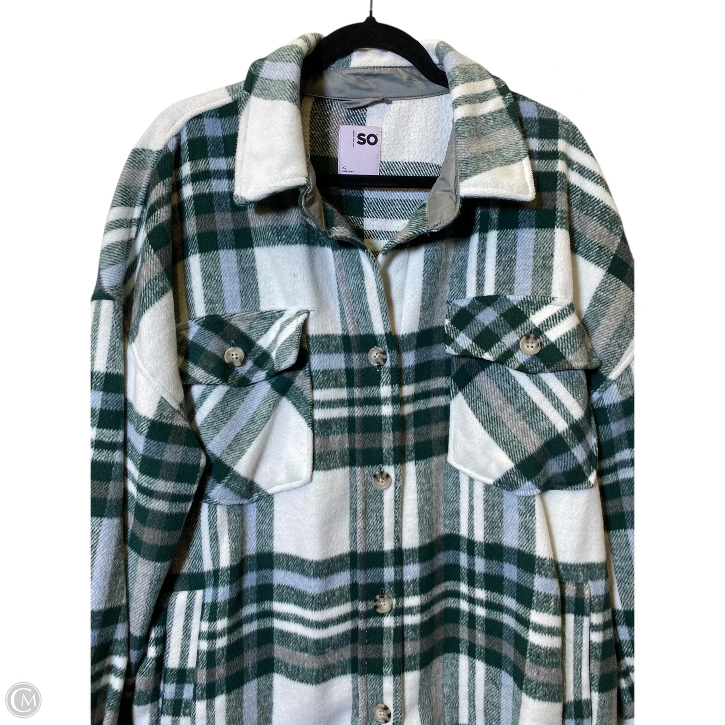 Jacket Fleece By So In Plaid Pattern, Size: Xl