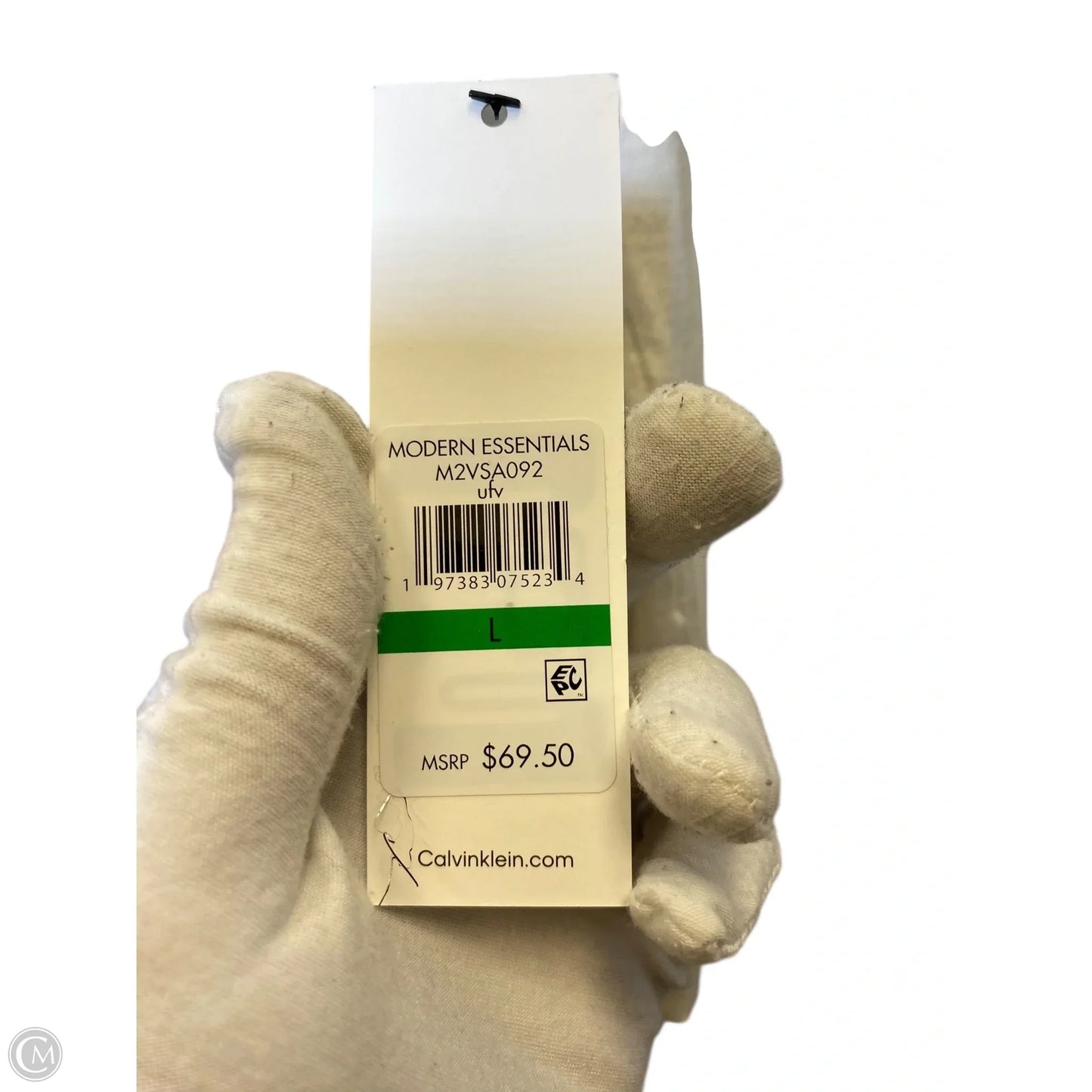 Top Long Sleeve By Calvin Klein In Brown & White, Size: L