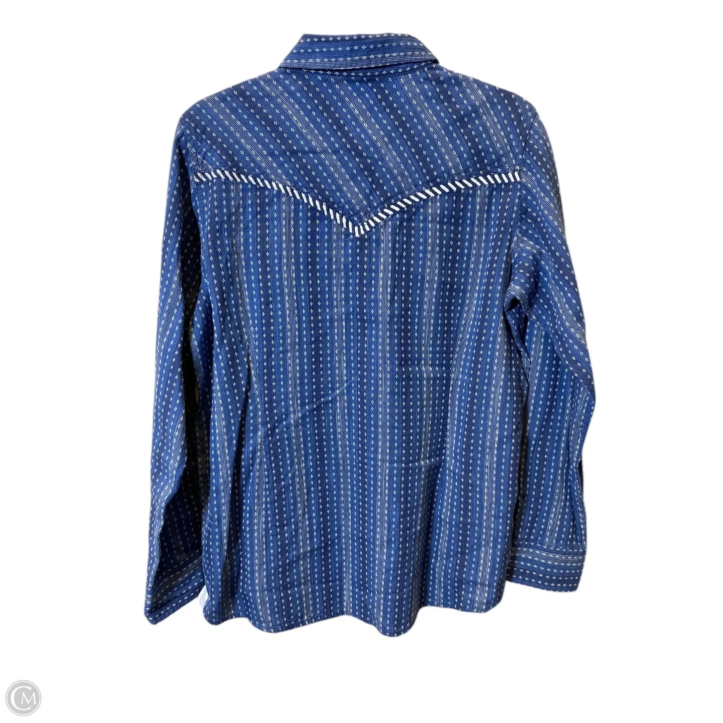 Top Long Sleeve By Ariat In Blue & White, Size: L