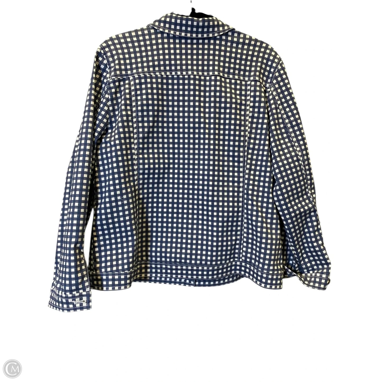 Jacket Denim By Chicos In Blue & White, Size: L