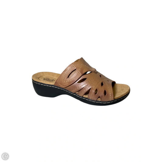 Sandals Heels Wedge By Clarks In Brown, Size: 8