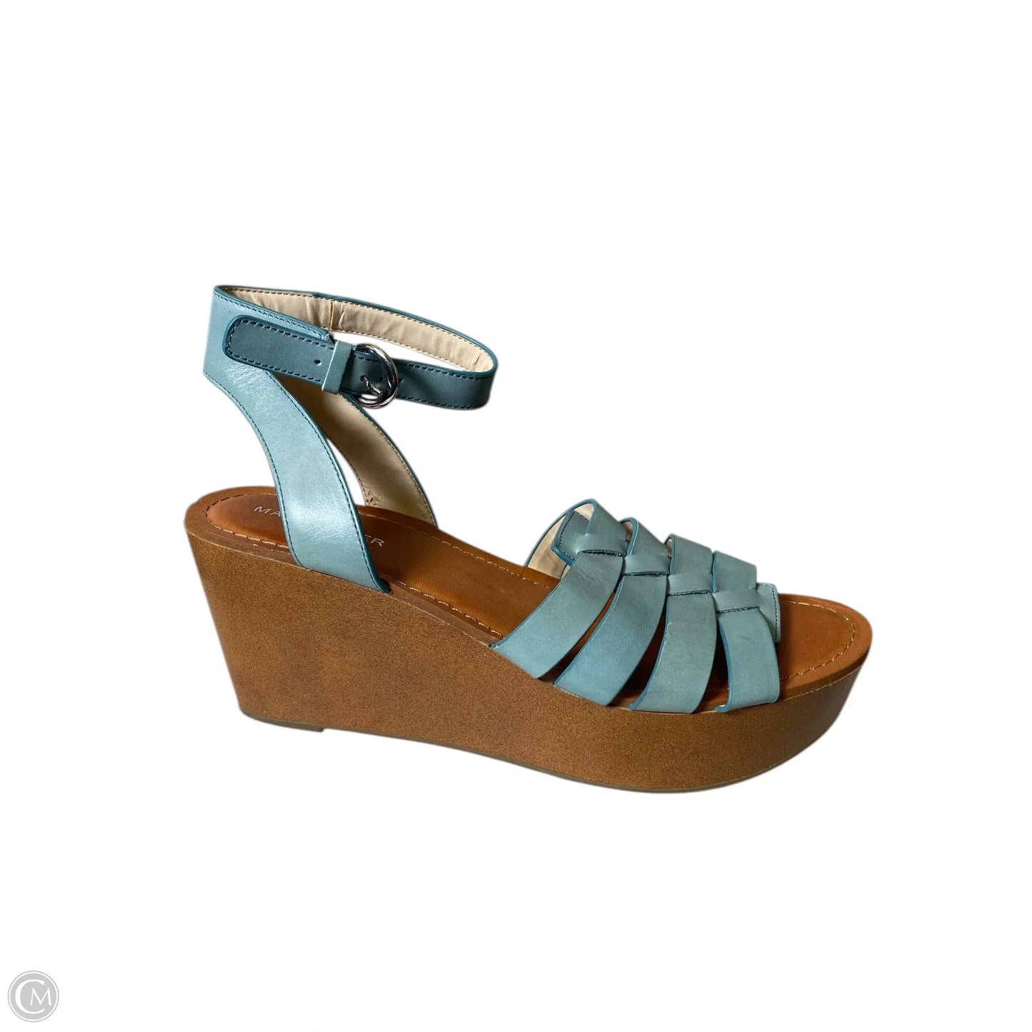 Sandals Heels Wedge By Marc Fisher In Blue & Brown, Size: 11