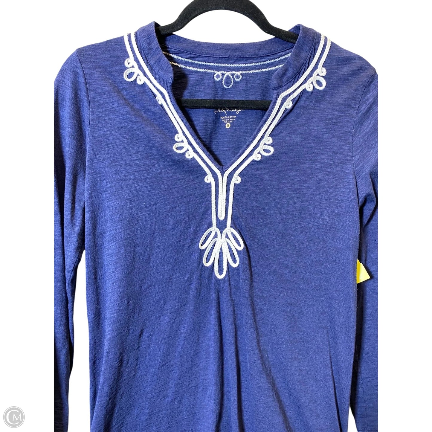 Top Long Sleeve Designer By Lilly Pulitzer In Blue & White, Size: S