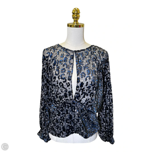 Top Long Sleeve By Zara Basic In Black & Blue, Size: L