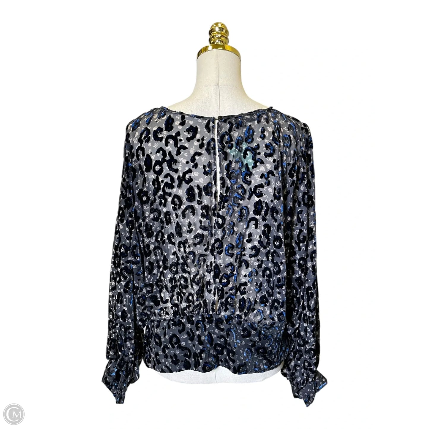 Top Long Sleeve By Zara Basic In Black & Blue, Size: L