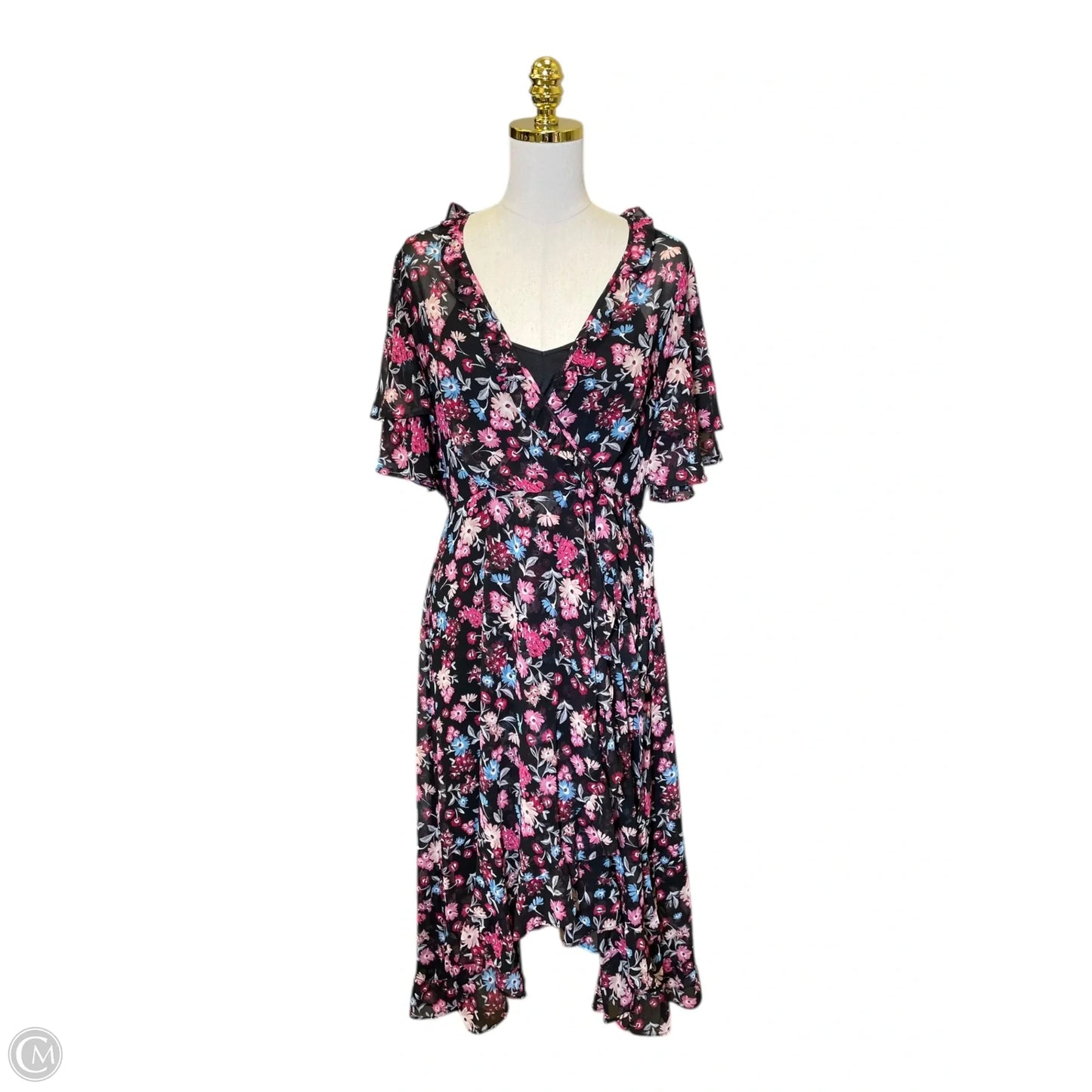 Dress Casual Midi By Calvin Klein In Floral Print, Size: 10
