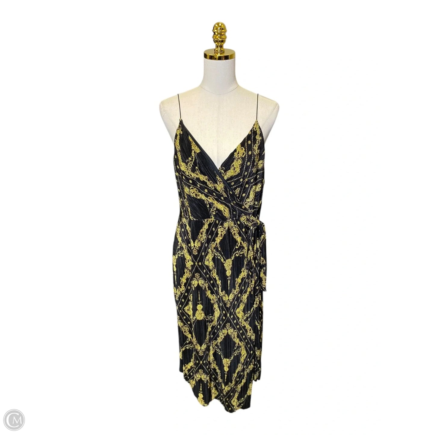 Dress Casual Midi By River Island In Black & Gold, Size: Xl