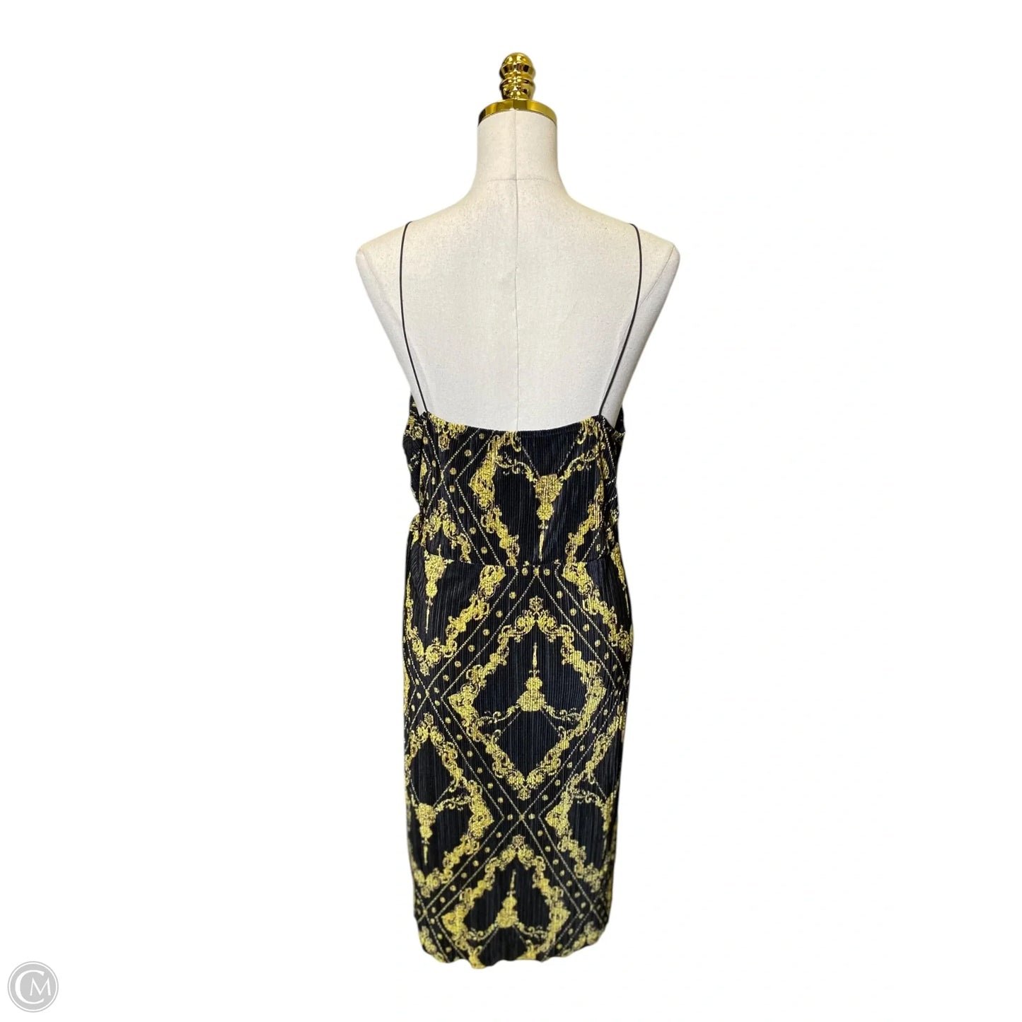 Dress Casual Midi By River Island In Black & Gold, Size: Xl