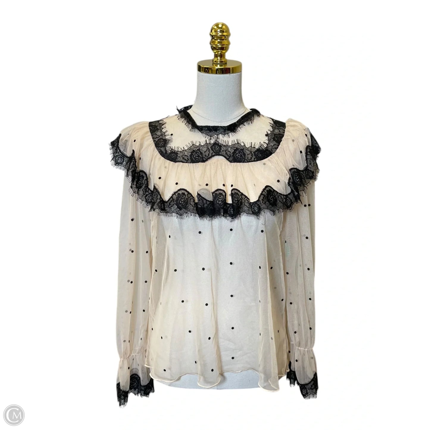Top Long Sleeve By Endless Rose In Black & Tan, Size: L