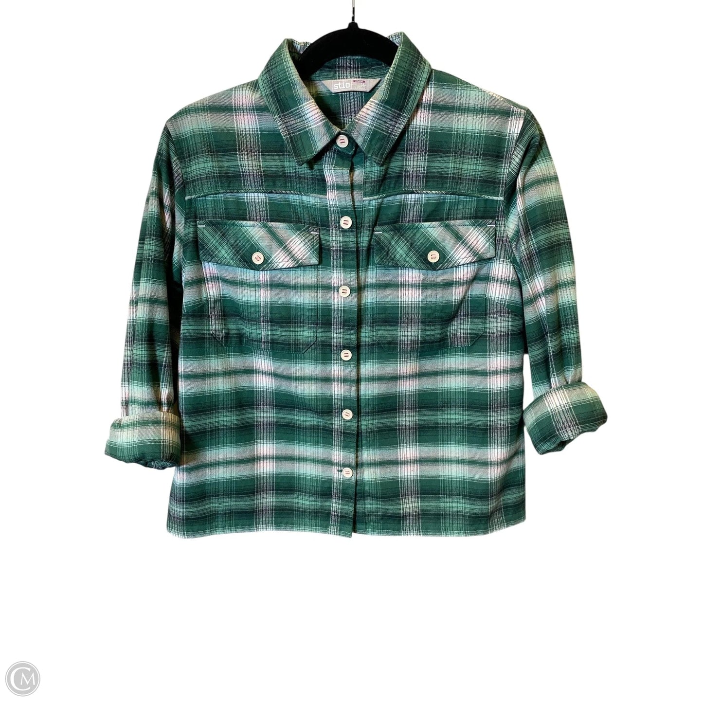 Blouse Long Sleeve By Clothes Mentor In Plaid Pattern, Size: Xs