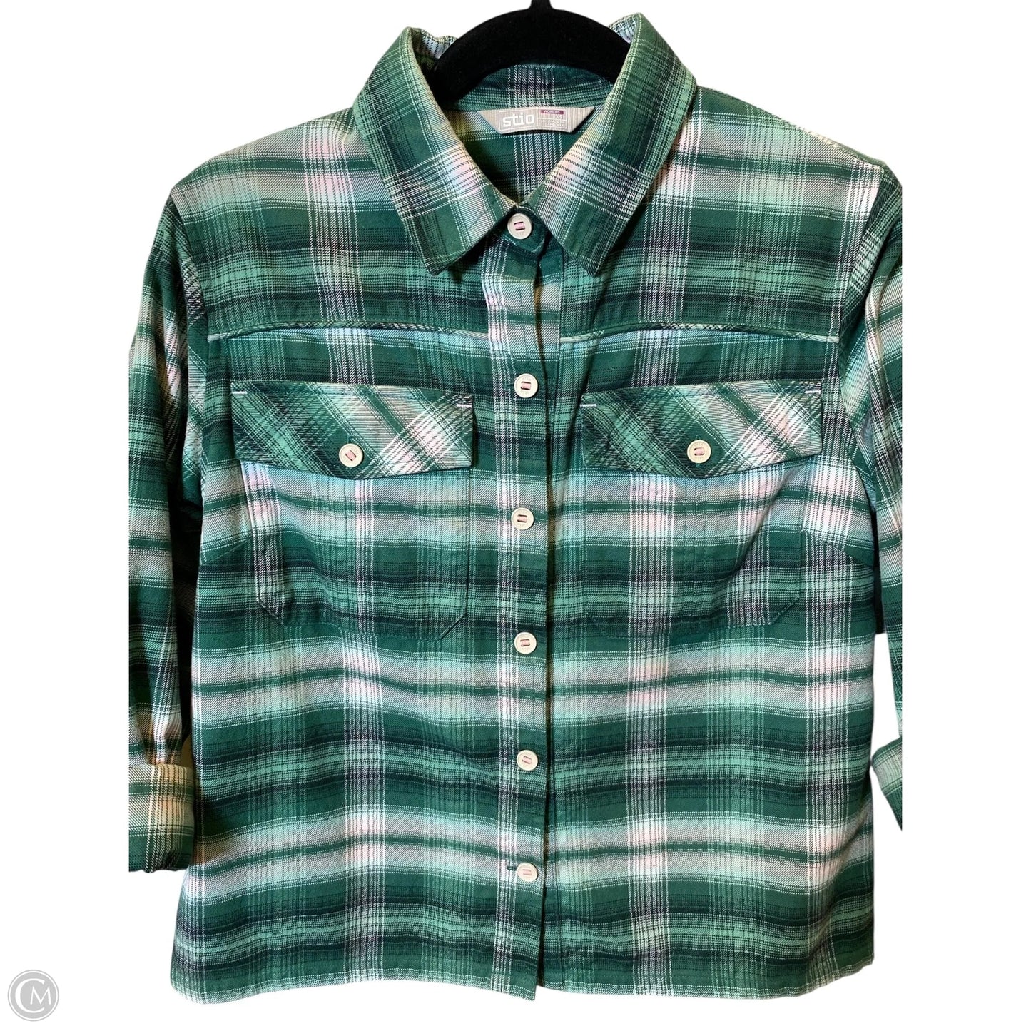 Blouse Long Sleeve By Clothes Mentor In Plaid Pattern, Size: Xs