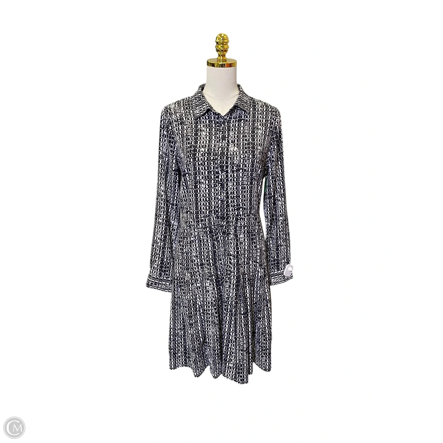 Dress Casual Midi By Calvin Klein In Black & White, Size: L