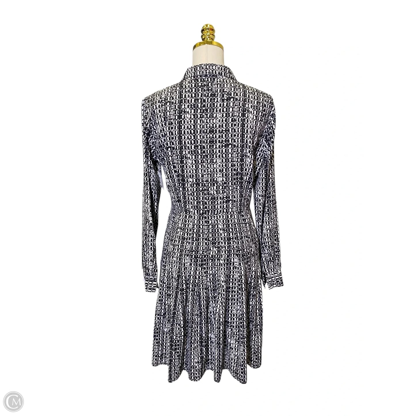 Dress Casual Midi By Calvin Klein In Black & White, Size: L