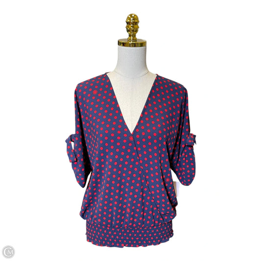 Top Short Sleeve Designer By Michael Kors In Polkadot Pattern, Size: L