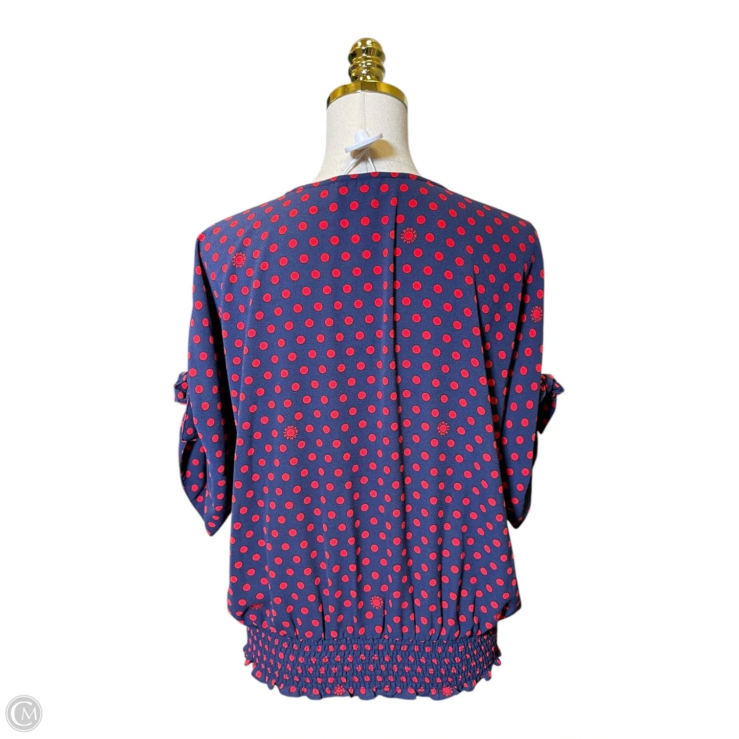 Top Short Sleeve Designer By Michael Kors In Polkadot Pattern, Size: L