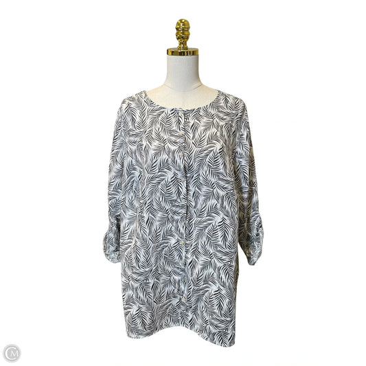 Top 3/4 Sleeve By Tahari In Black & White, Size: Xl