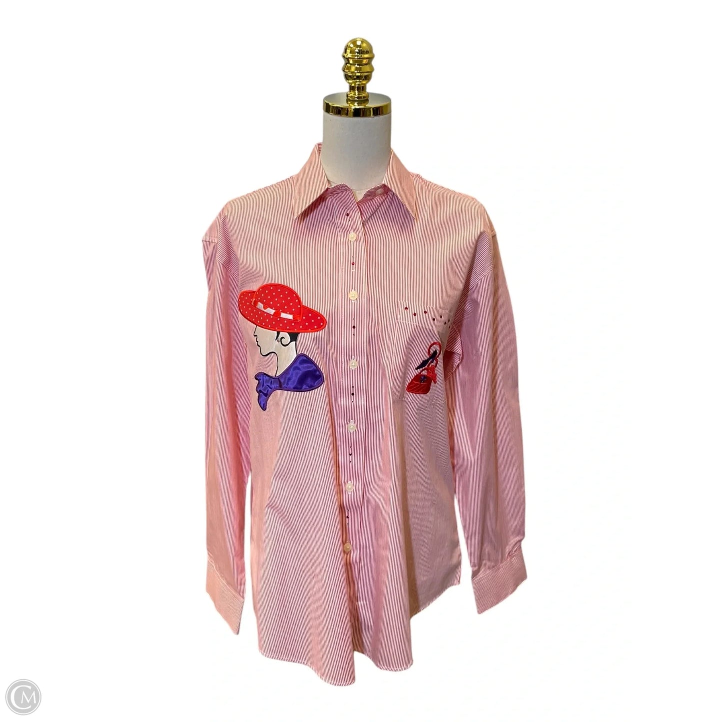 Top Long Sleeve By Clothes Mentor In Red & White, Size: M