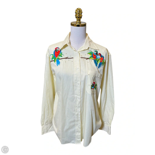 Top Long Sleeve By Clothes Mentor In White & Yellow, Size: M