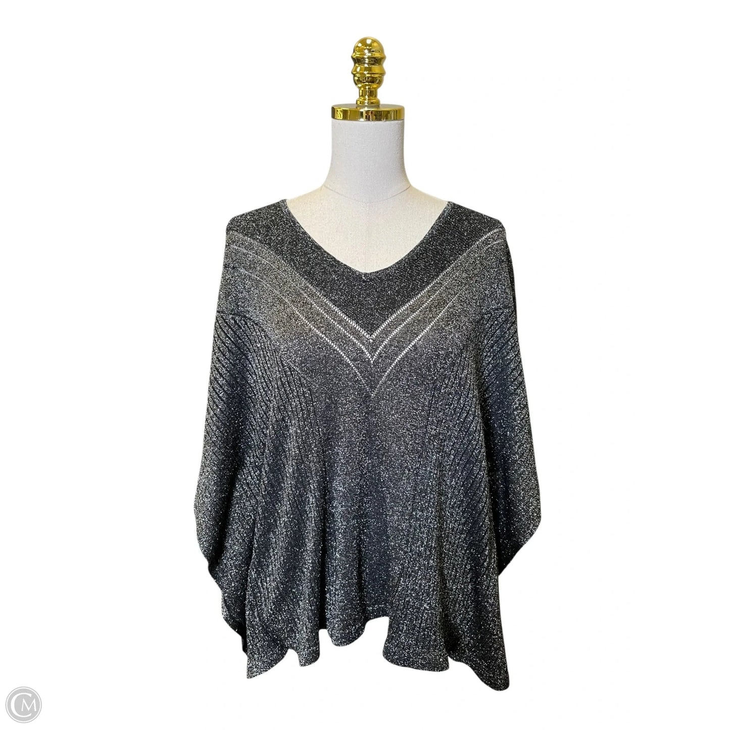 Top Short Sleeve By Chicos In Black & Silver, Size: M