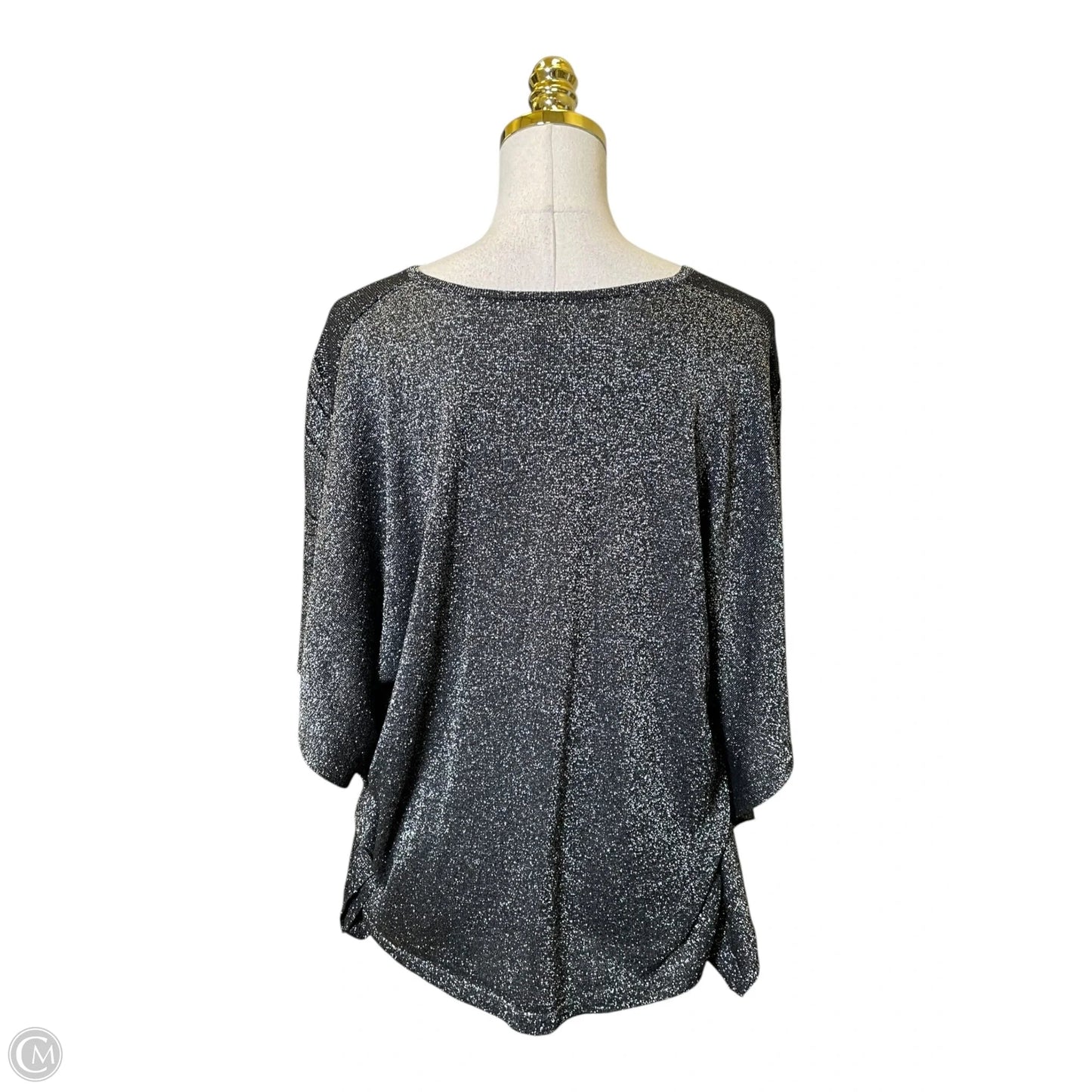 Top Short Sleeve By Chicos In Black & Silver, Size: M
