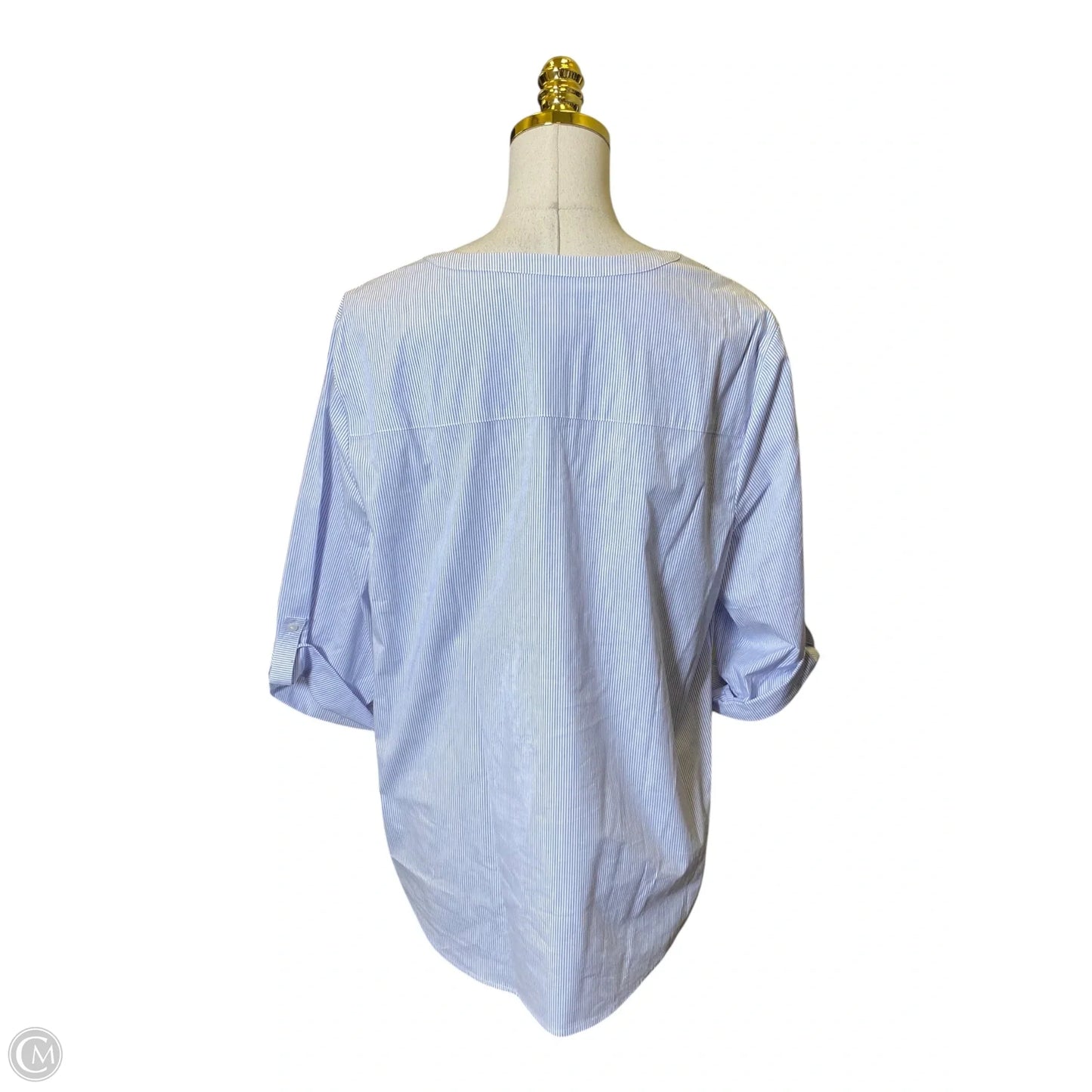 Top 3/4 Sleeve By Chicos In Striped Pattern, Size: L