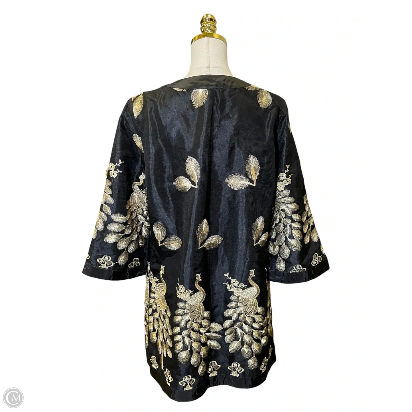 Kimono By Clothes Mentor In Black & Gold, Size: L