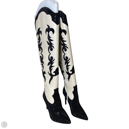 Boots Western By Inc In Black & Cream, Size: 7.5