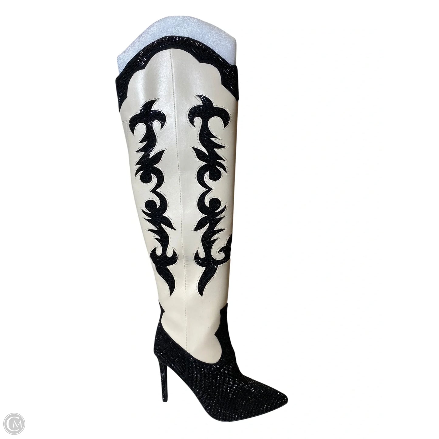 Boots Western By Inc In Black & Cream, Size: 7.5