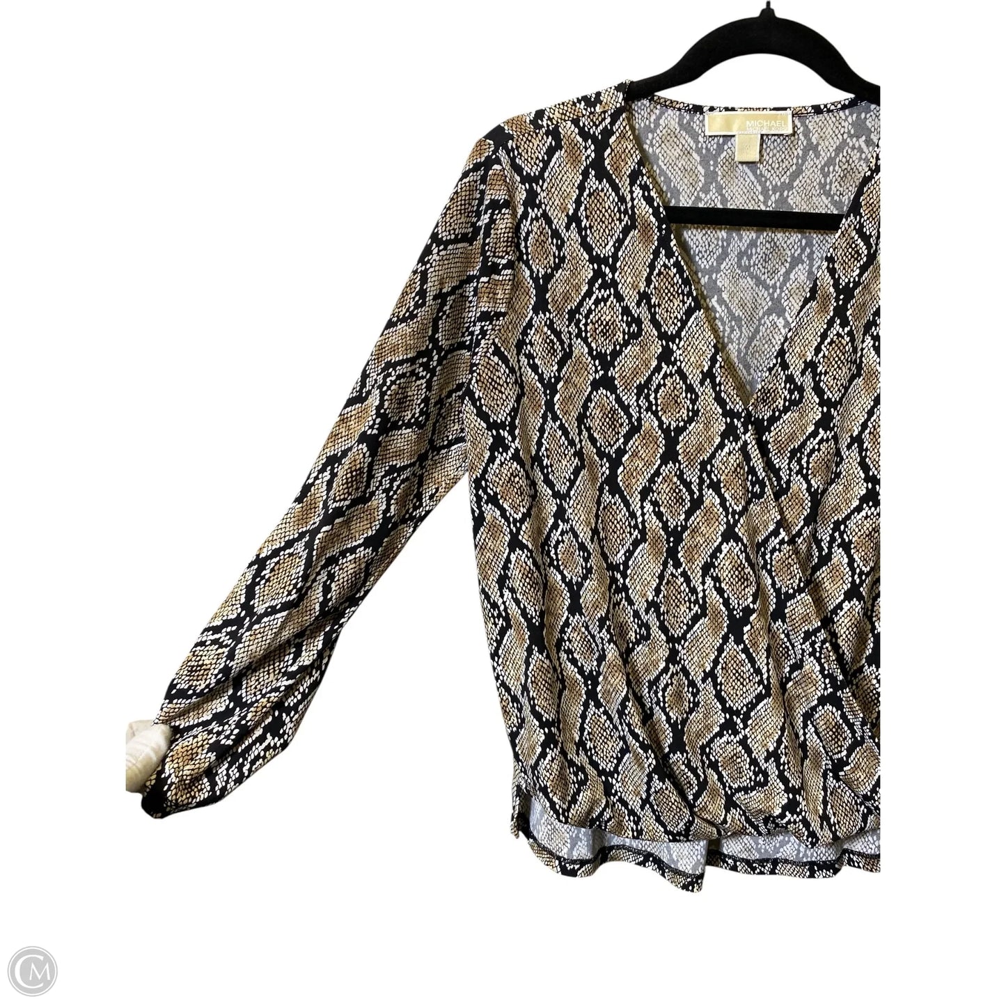 Top Long Sleeve By Michael By Michael Kors In Snakeskin Print, Size: M