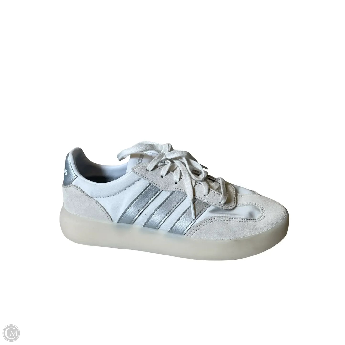 Shoes Sneakers By Adidas In Grey & White, Size: 8