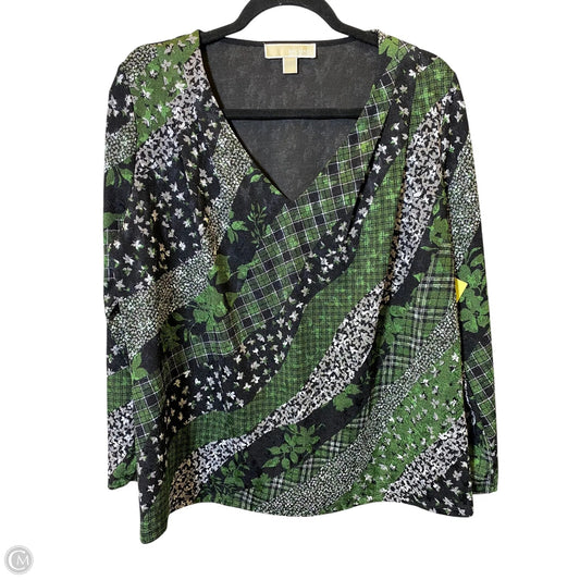 Top Long Sleeve By Michael By Michael Kors In Black & Green, Size: L