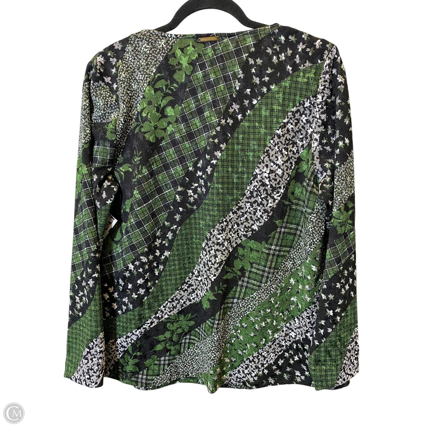 Top Long Sleeve By Michael By Michael Kors In Black & Green, Size: L