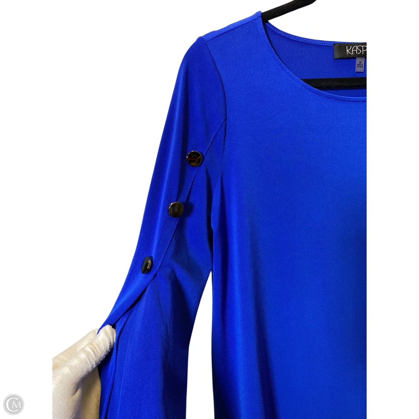 Top Long Sleeve By Kasper In Blue, Size: M