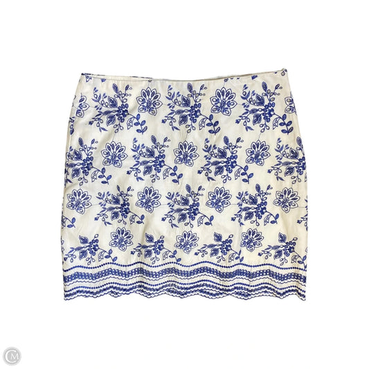 Skirt Midi By Loft In Blue & White, Size: 10