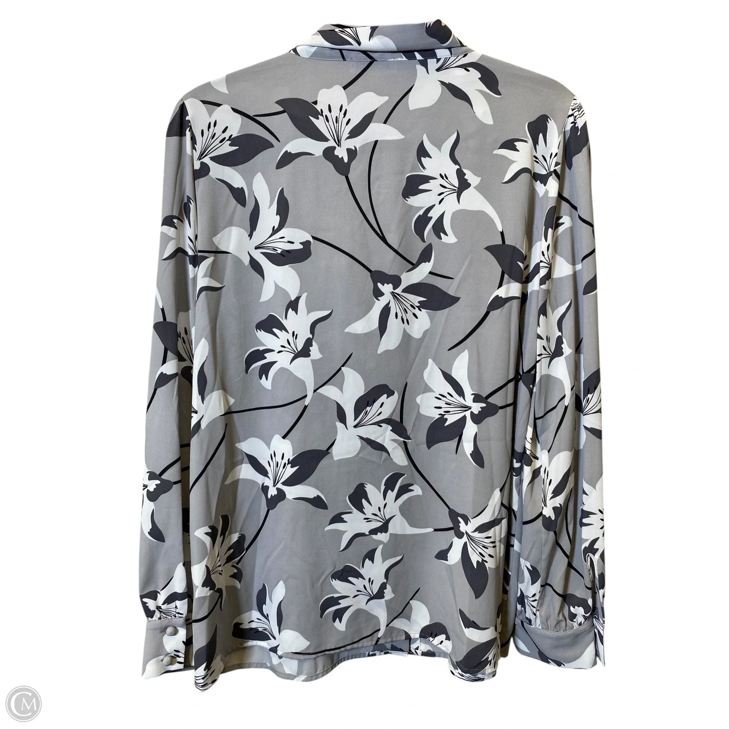 Blouse Long Sleeve By Calvin Klein In Floral Print, Size: L