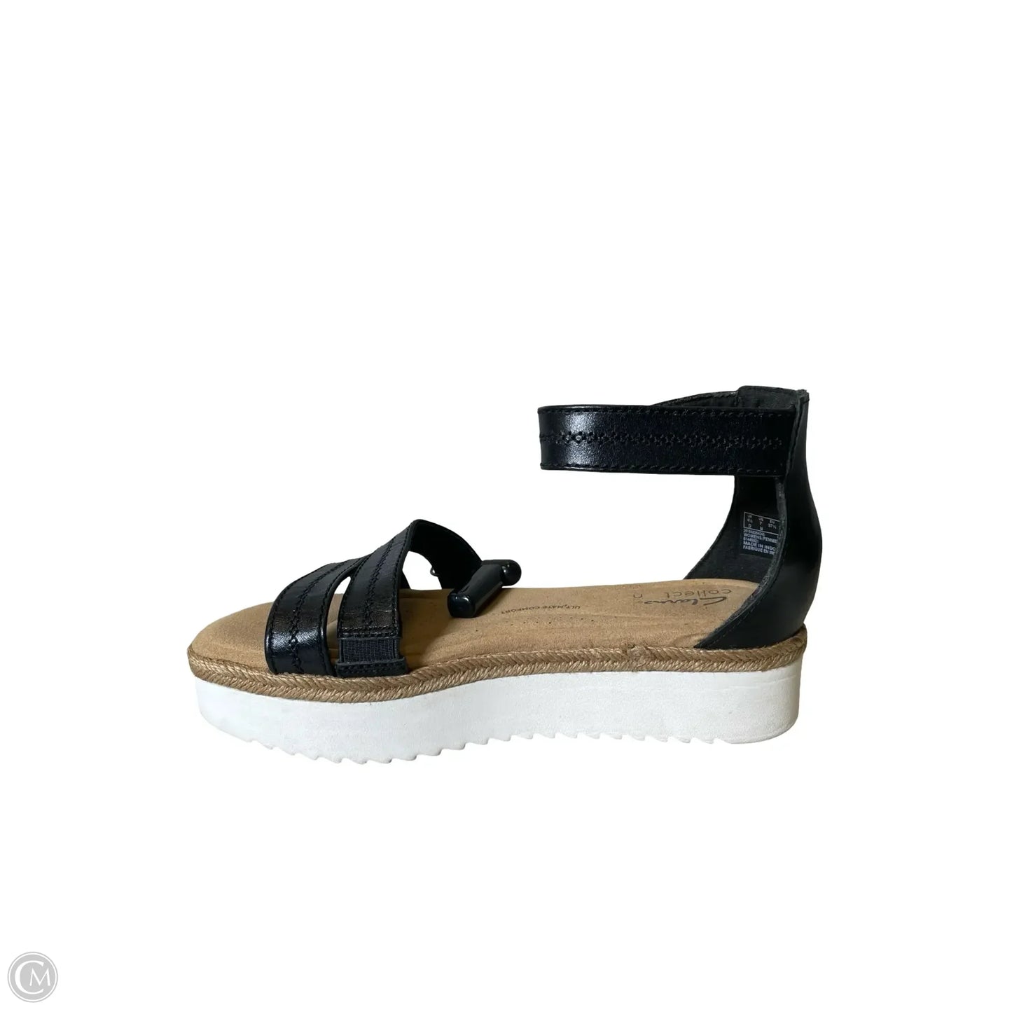 Sandals Heels Wedge By Clarks In Black & Tan, Size: 7