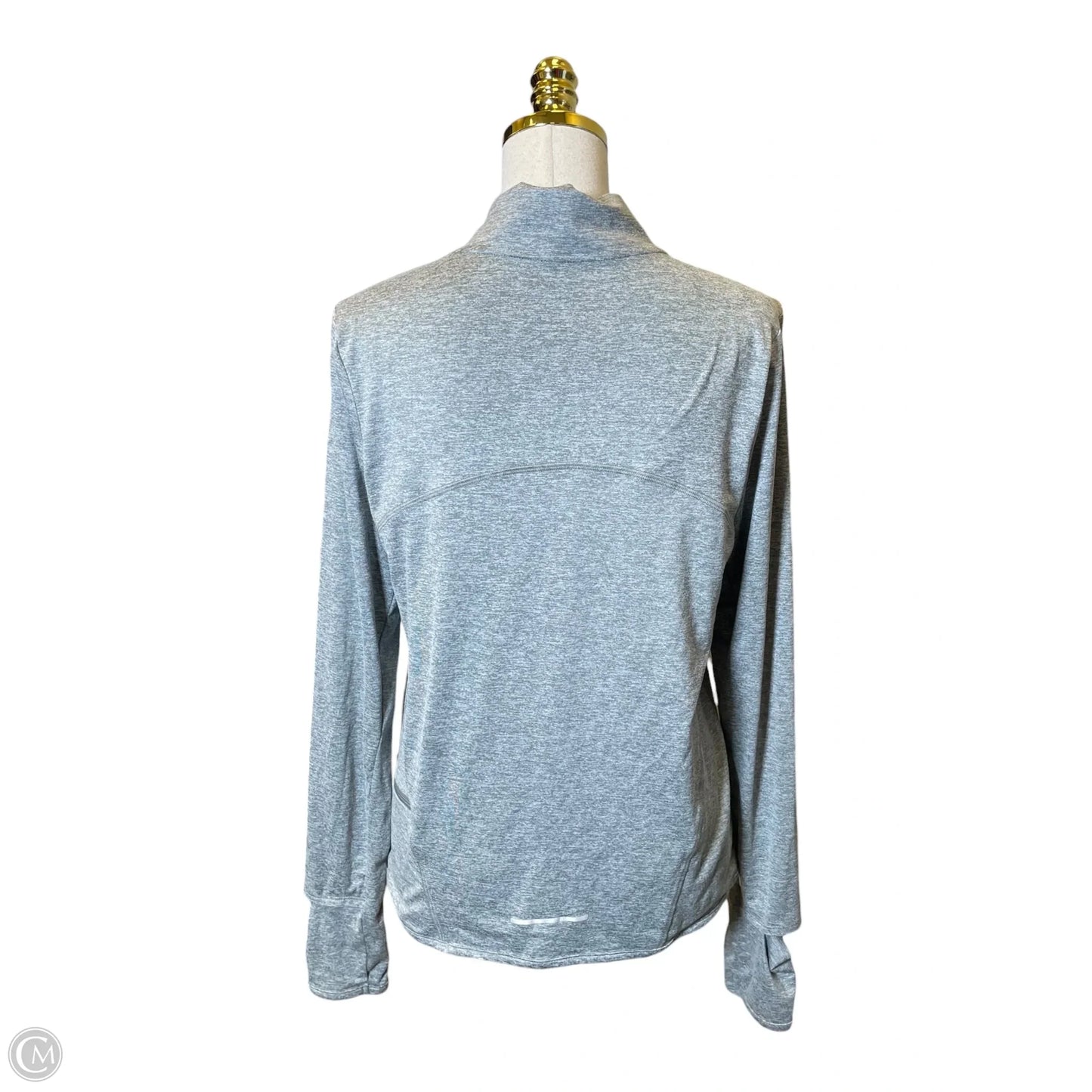 Athletic Top Long Sleeve Collar By Nike In Grey, Size: S