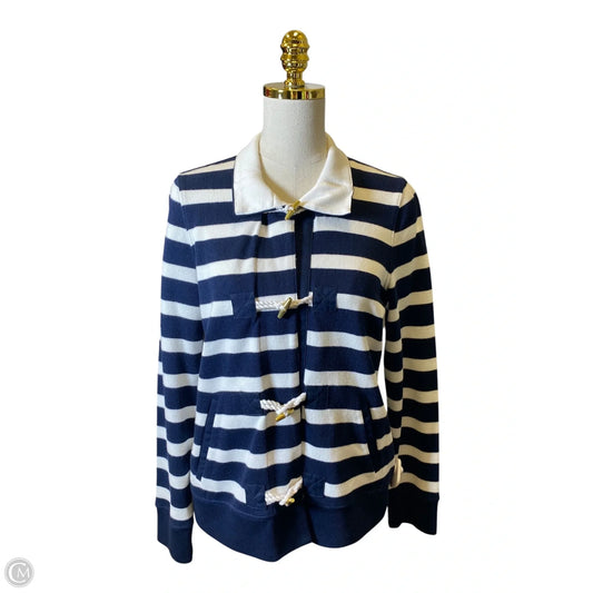 Jacket Fleece By Lauren By Ralph Lauren In Blue & White, Size: M