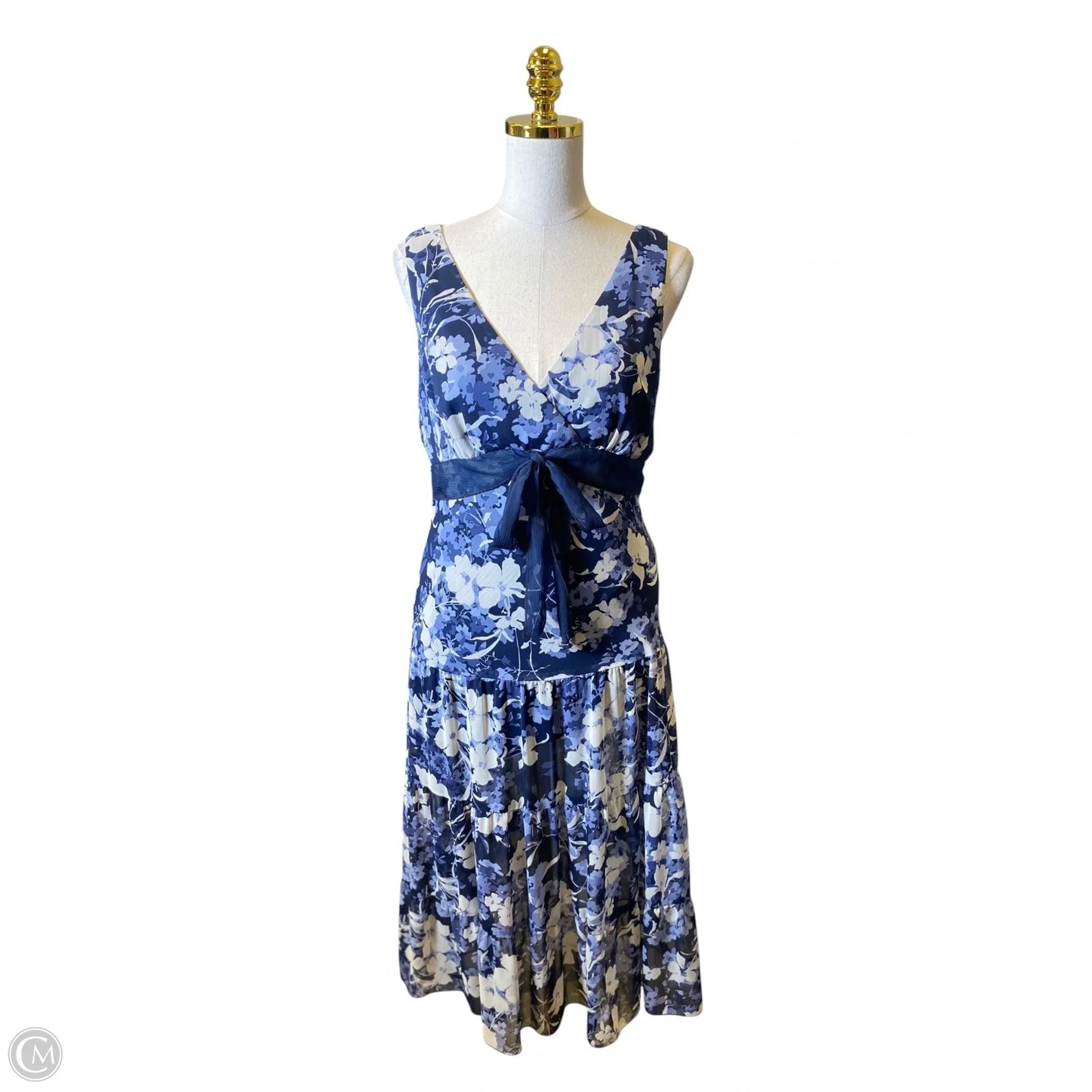 Dress Casual Maxi By Dressbarn In Blue & White, Size: 12