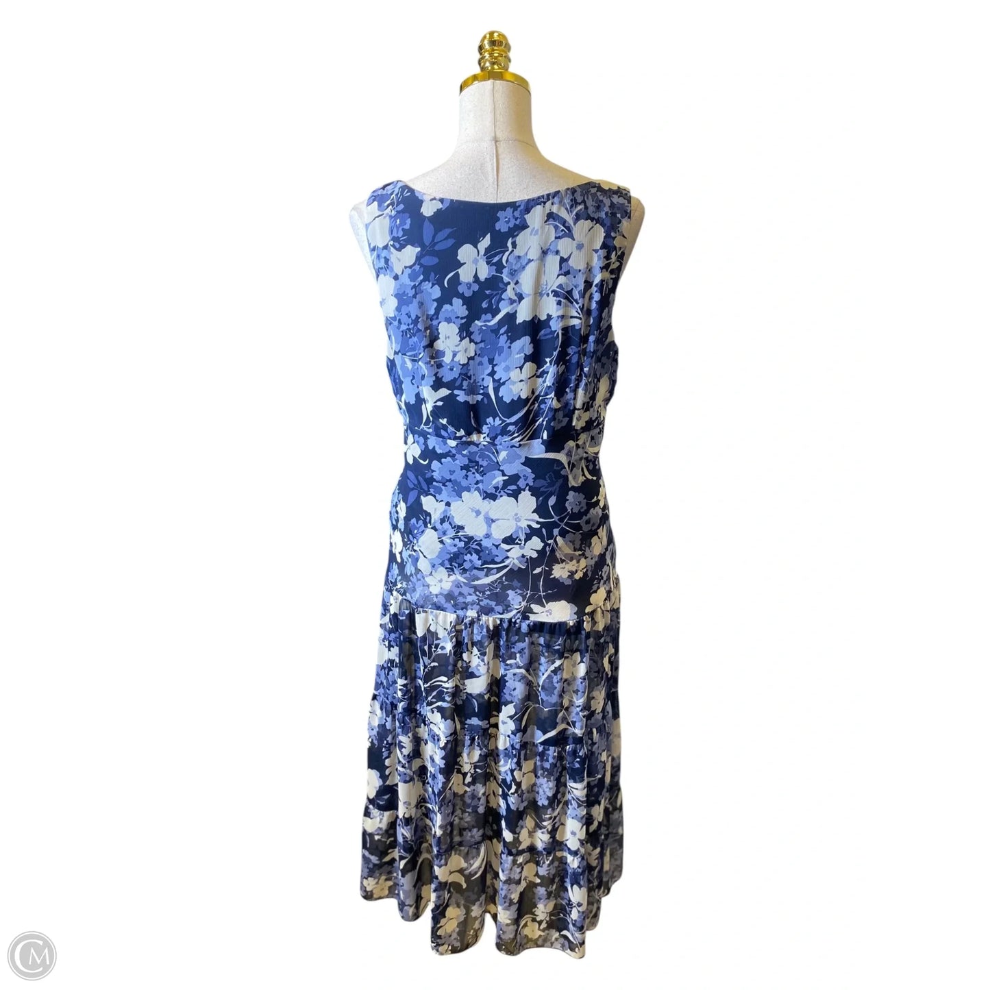Dress Casual Maxi By Dressbarn In Blue & White, Size: 12