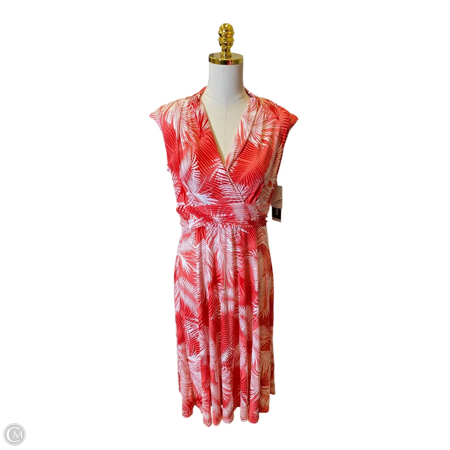 Dress Casual Midi By Perceptions In Red & White, Size: Mp