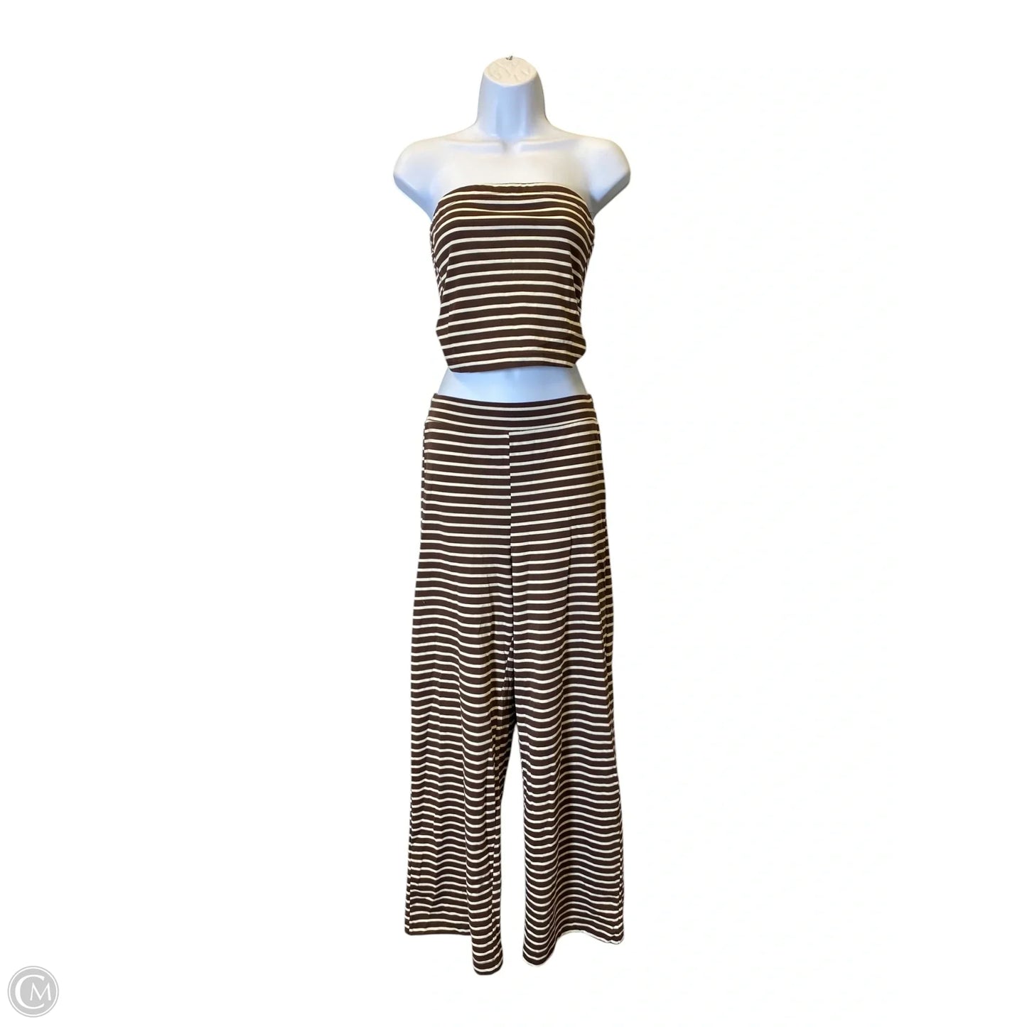 Top 2pc Sleeveless By Bluivy In Brown & Cream, Size: S