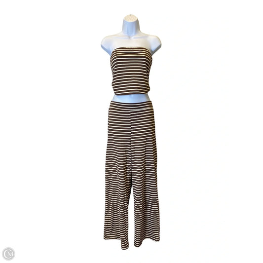 Top 2pc Sleeveless By Bluivy In Brown & Cream, Size: S