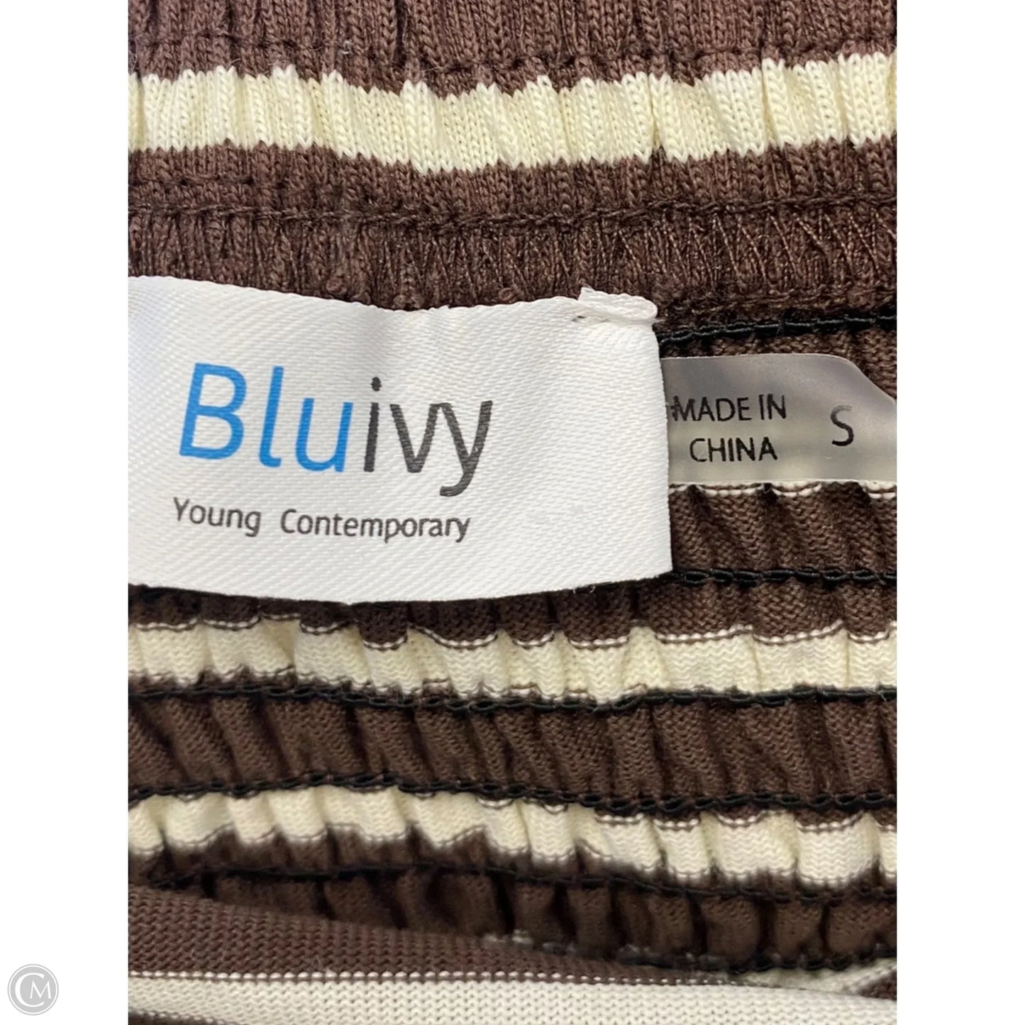 Top 2pc Sleeveless By Bluivy In Brown & Cream, Size: S