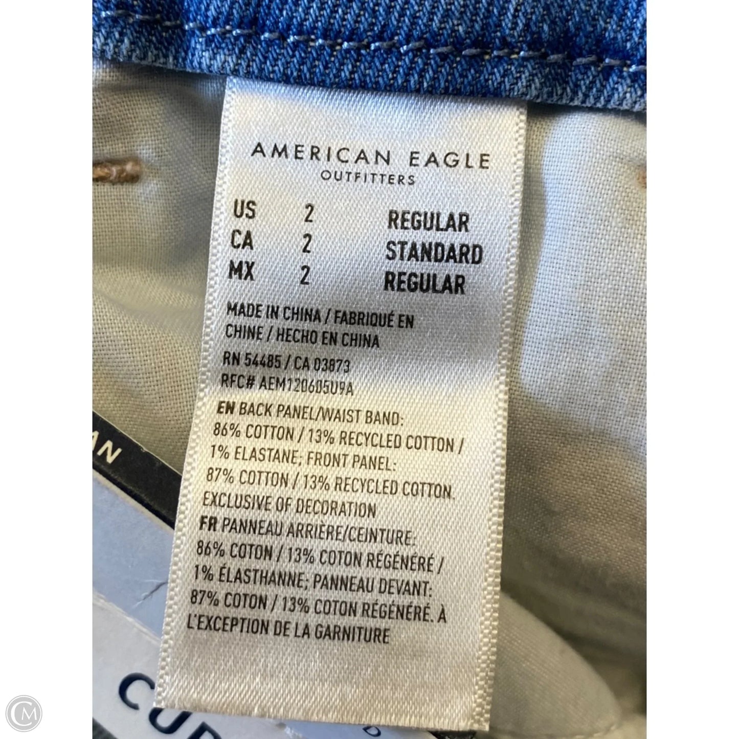 Jeans Straight By American Eagle In Blue Denim, Size: 2