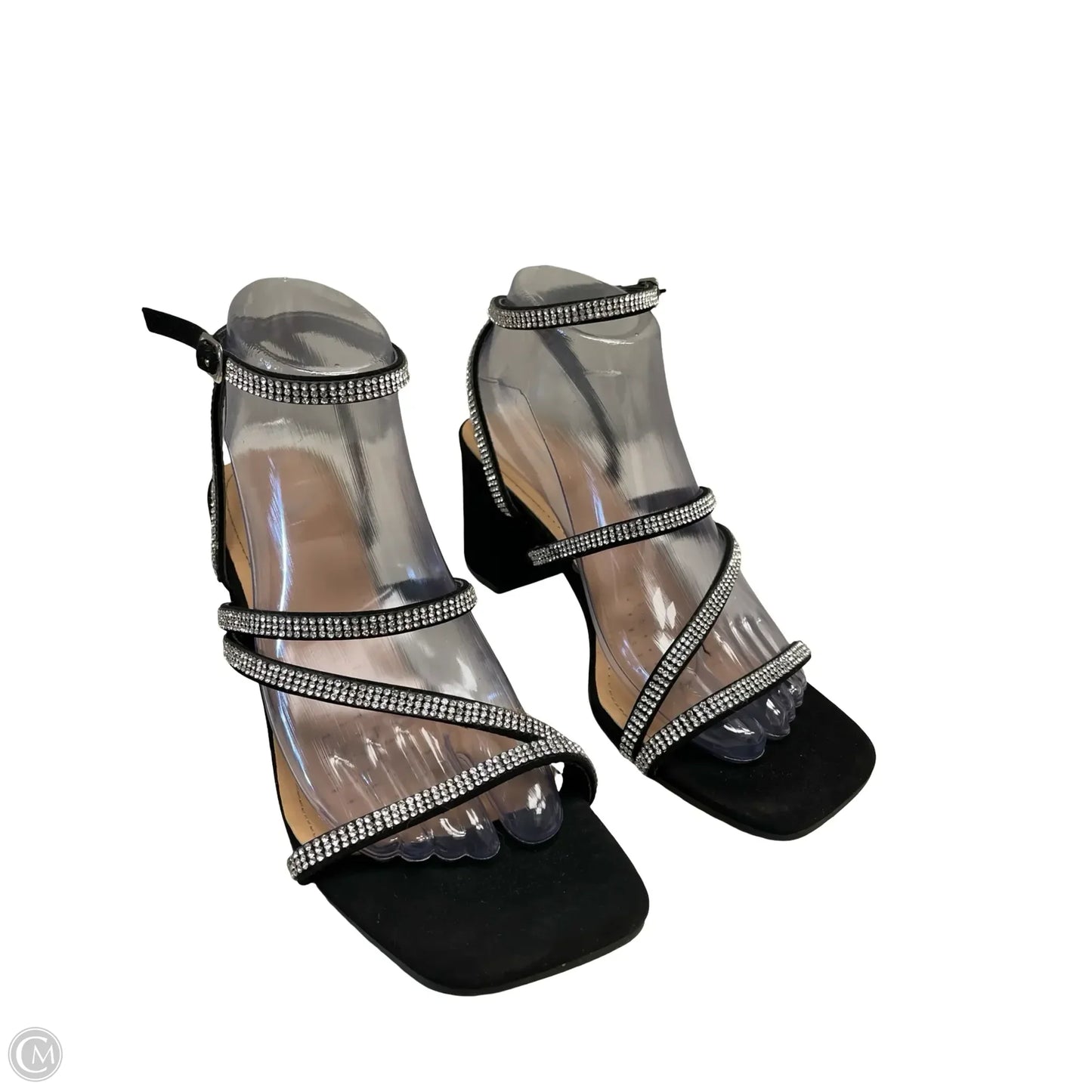 Shoes Heels Block By Windsor In Black & Silver, Size: 8