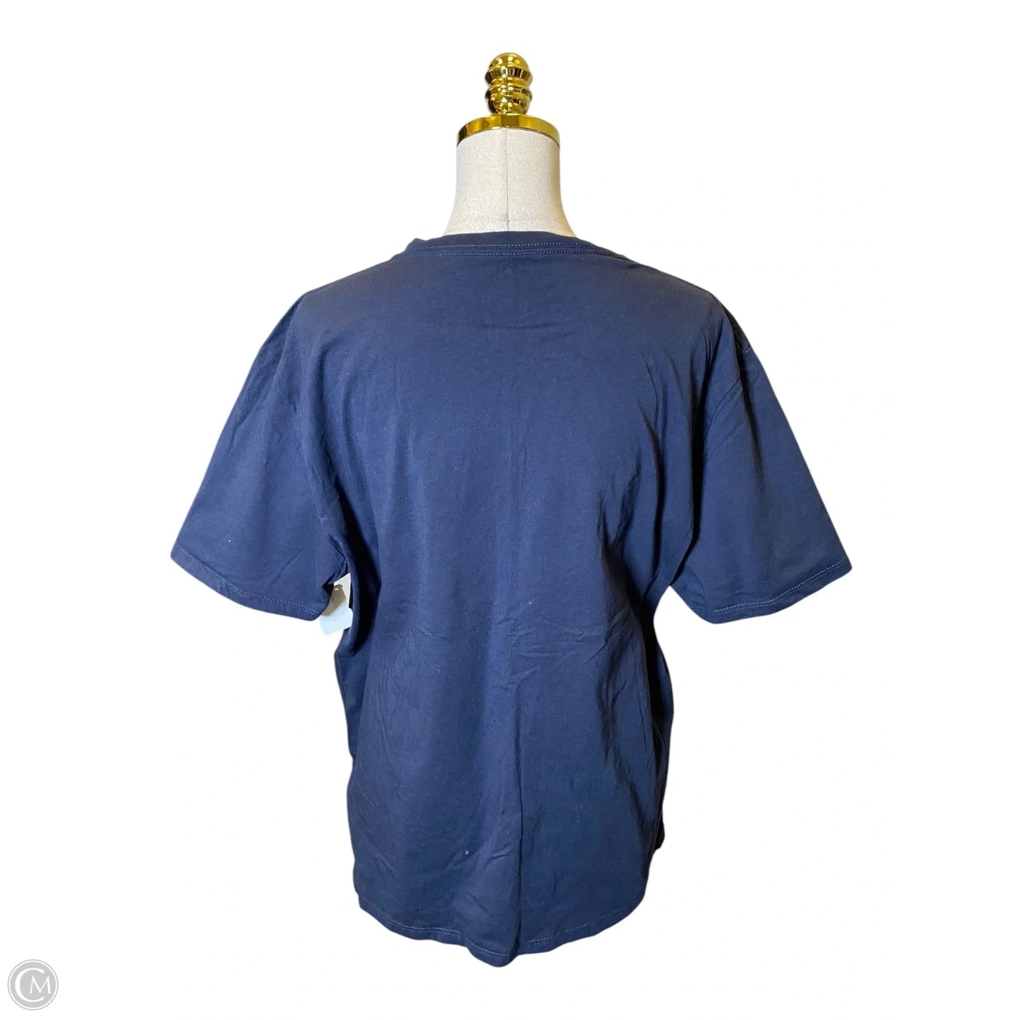 Top Short Sleeve By Calvin Klein In Blue & White, Size: Xl