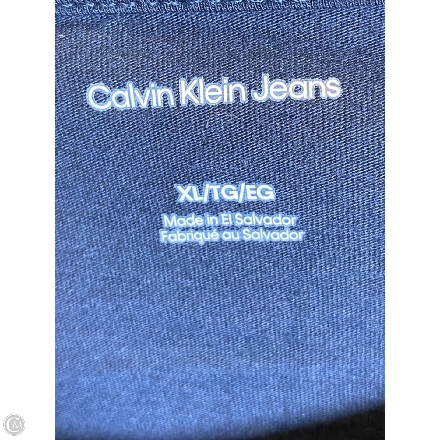 Top Short Sleeve By Calvin Klein In Blue & White, Size: Xl